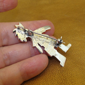 Hadar Designers 925 Sterling Silver Gold Pl Brooch Pin Israel Handmade (H) SALE