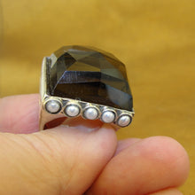 Load image into Gallery viewer, Hadar Designers Pearl Smokey Ring Sterling Silver Statement size 6.5 (H) LAST