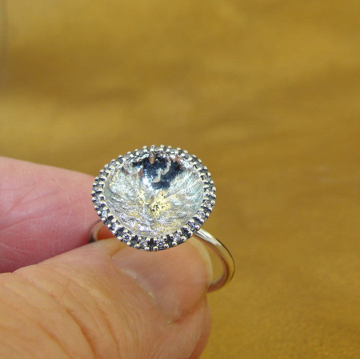 White Zircon Ring 925 Sterling Silver  size 6.5 Handmade Hadar Designers  () LAST