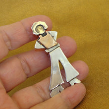 Load image into Gallery viewer, Hadar Designers Sterling Silver Rose Gold Pl Brooch Pin Israel Handmade (H) Last