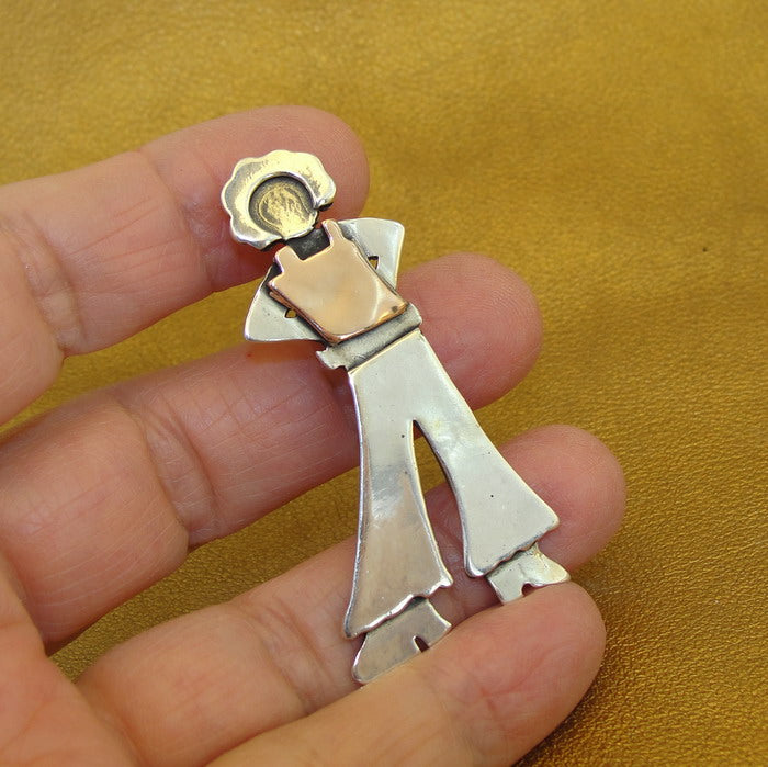 Hadar Designers Sterling Silver Rose Gold Pl Brooch Pin Israel Handmade (H) Last