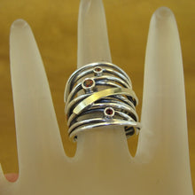 Load image into Gallery viewer, Hadar Designers 9k Yellow Gold 925 Silver Garnet Ring sz 6,7,8,9 WILD (Ms r1051)6y