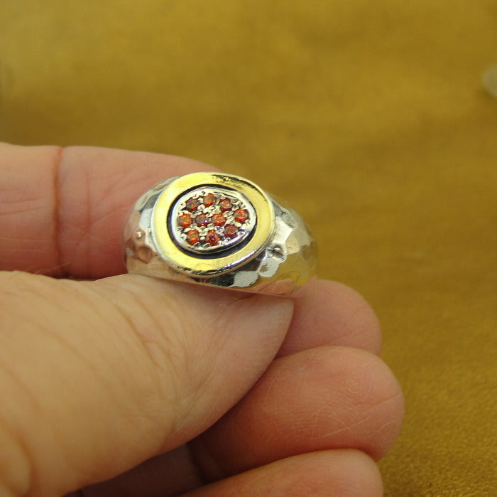 Hadar Designers ring 6,7,8,9 yellow gold 925 silver zircon  handmade (ms)y