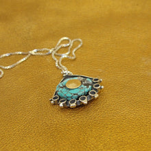 Load image into Gallery viewer, Hadar Designers turquoise pendant 9k gold  sterling silver handmade art (h) last