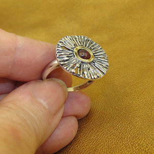 Hadar Designers Garnet Ring 9k Yellow Gold 925 Silver 7,8,9,10 Handmade (MS)9Y