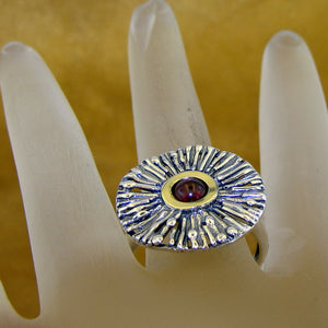 Hadar Designers Garnet Ring 9k Yellow Gold 925 Silver 7,8,9,10 Handmade (MS)9Y