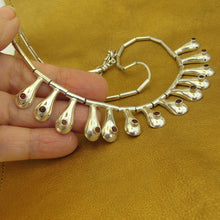 Load image into Gallery viewer, Hadar Designers 925 Sterling Silver Drop Red Garnet Necklace Handmade (b) LAST
