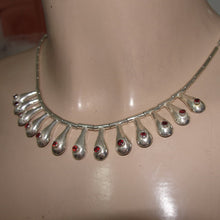 Load image into Gallery viewer, Hadar Designers 925 Sterling Silver Drop Red Garnet Necklace Handmade (b) LAST