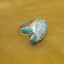 Load image into Gallery viewer, Hadar Designers 925 Silver Roman Glass Ring 11.5,12 Handmade (H 102b) LAST