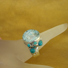 Load image into Gallery viewer, Hadar Designers 925 Silver Roman Glass Ring 11.5,12 Handmade (H 102b) LAST