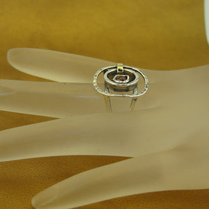 Hadar Designers Garnet Ring 6,7,8,9 Handmade 9k Yellow Gold 925 Silver (MS) 8Y