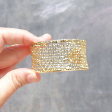 Load image into Gallery viewer, Hadar Designers 14K Yellow Gold Cuff Bracelet Solid Handmade Unique Art (H 3142)