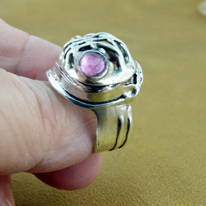 Hadar Designers Pink Tourmaline Ring 7,8,9,10 Handmade 925 Sterling Silver (H)y