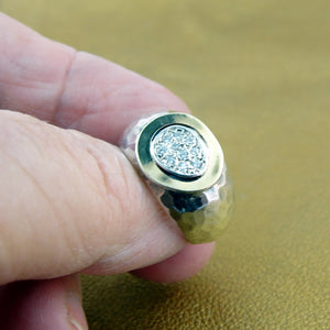 Hadar Designers Handmade 9k Yellow Gold 925 Silver White Zircon Ring 6.5,7,8,8.5 (sn) LAST