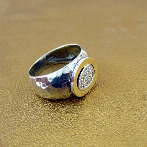 Hadar Designers Handmade 9k Yellow Gold 925 Silver White Zircon Ring 6.5,7,8,8.5 (sn) LAST