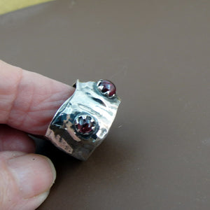 Hadar Designers Red Garnet Ring sz 6.5, 7 Handmade Sterling 925 Silver (H) LAST