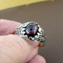 Load image into Gallery viewer, Hadar Designers Red Garnet Ring Size 10.5 Sterling Silver 925 Handmade () Last