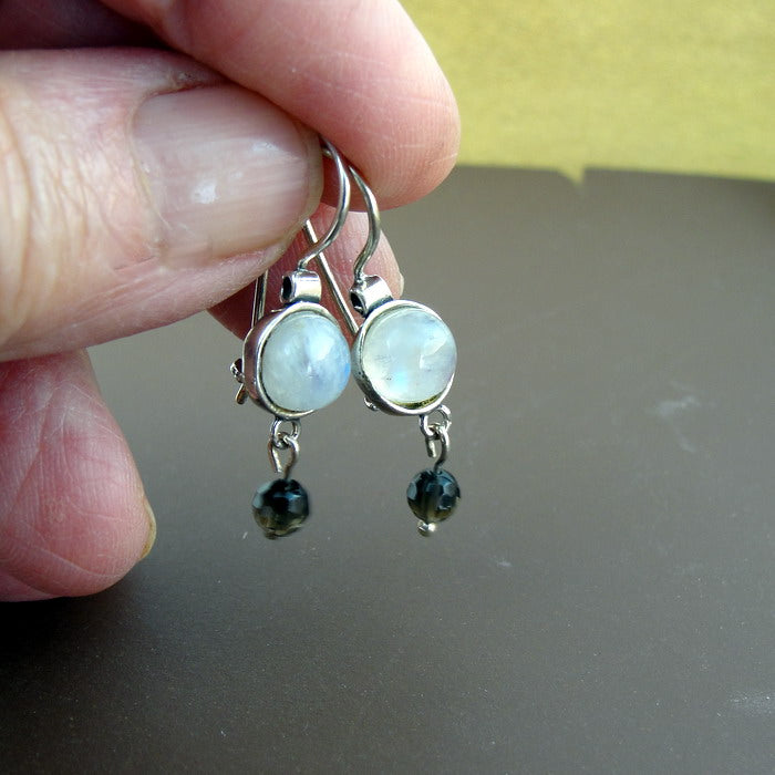 Hadar Designers Sterling 925 Silver Moonstone Smokey Earrings Handmade (H) LAST