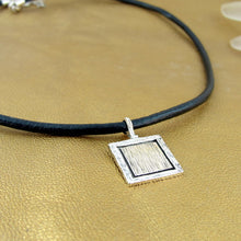 Load image into Gallery viewer, Hadar Designers Yellow Gold Black Leather 925 Silver Pendant Handmade Smart (H)y