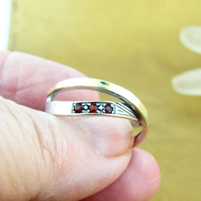 Garnet Ring 9k Yellow Gold 925 Silver  6,7,8,8.5,9 Handmade Hadar Designers (Ms)8.5y