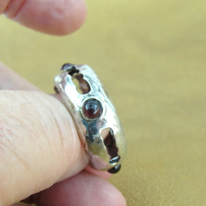Hadar Designers Red Garnet Ring size 9,9.5 925 Sterling Silver Handmade(H) SALE