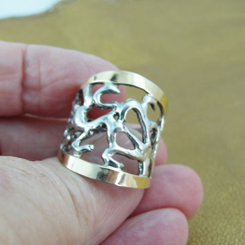 Ring 9k Yellow Gold 925 6.5,7,8,9,10 Silver Filigree Hadar Designers (Si) y