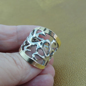 Hadar Designers 9k Yellow Gold 925 Silver Filigree Ring 6.5,7,8,9,10 (Si) y