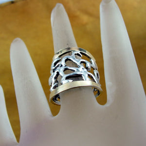 Hadar Designers 9k Yellow Gold 925 Silver Filigree Ring 6.5,7,8,9,10 (Si) y
