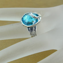 Load image into Gallery viewer, Blue Topaz Ring  9k Yellow Gold 925 Silver  6,7,8,9 Handmade Hadar Designers (Si)Y