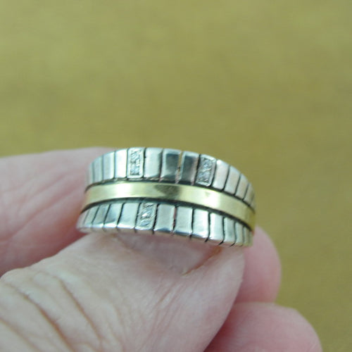 Hadar Designers 9k Yellow Gold 925 Silver White Zircon Ring, Handmade(Ms