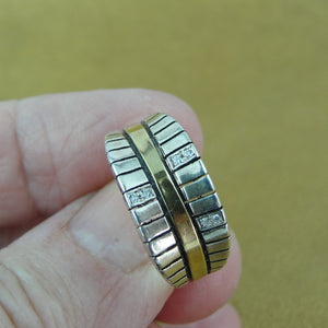 Hadar Designers 9k Yellow Gold 925 Silver White Zircon Ring 6.5,7,8,9Handmade(Ms
