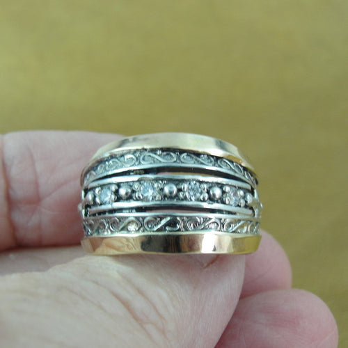 Hadar Designers Zircon Ring 9k Yellow Gold 925 Silver 6,7,8,9,9.5,10 (Si)y