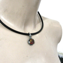 Load image into Gallery viewer, Hadar Designers Black Leather Baltic Amber 925 Silver Pendant Handmade (H)LAST