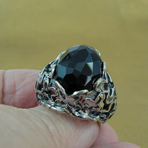 Black Onyx Ring 925 Sterling Silver  size 6.5, 7 Handmade Hadar Designers () LAST