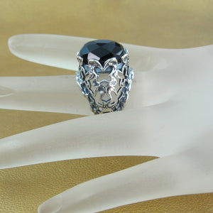 Black Onyx Ring 925 Sterling Silver  size 6.5, 7 Handmade Hadar Designers () LAST