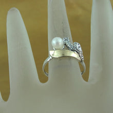 Load image into Gallery viewer, Hadar Designers 9k Yellow Gold 925 Silver White Pearl Ring 7,8,9 Handmade (Si)Y