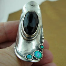 Load image into Gallery viewer, Hadar Designers Onyx Ring Handmade 925 Sterling Silver size 7.5,8,9,10,11 (H 105)Y