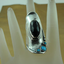 Load image into Gallery viewer, Hadar Designers Onyx Ring Handmade 925 Sterling Silver size 7.5,8,9,10,11 (H 105)Y