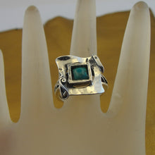Load image into Gallery viewer, Hadar Designers Turquoise Ring sz 7, 7.5 Handmade 925 Sterling Silver (Sha) SALE