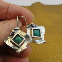 Load image into Gallery viewer, Hadar Designers Handmade 925 Sterling Silver Turquoise Earrings (Ms 351)