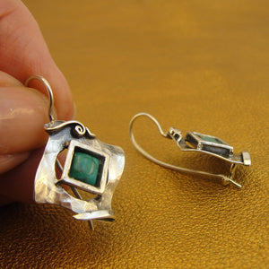 Hadar Designers Handmade 925 Sterling Silver Turquoise Earrings (Ms 351)