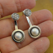 Load image into Gallery viewer, Hadar Designers Crisocolla Zircon Earrings Handmade 925 Sterling Silver (MS)y