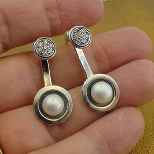 Hadar Designers Crisocolla Zircon Earrings Handmade 925 Sterling Silver (MS)y