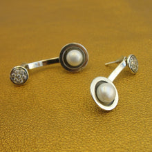 Load image into Gallery viewer, Hadar Designers 925 Sterling Silver White Pearl Zircon Stud Earrings (MS) CSMS