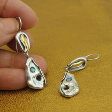 Load image into Gallery viewer, Hadar Designers Opal Earrings 9k Yellow Gold 925 Silver Handmade Artistic (MS) y