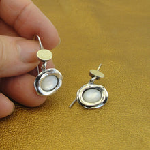 Load image into Gallery viewer, Hadar Designers 9k Yellow Gold Sterling Silver MOP Pearl Earrings Handmade (MS)y