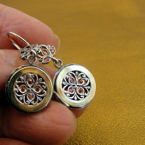 Hadar Designers red zircon earrings 9k yellow gold sterling silver handmade(MS)