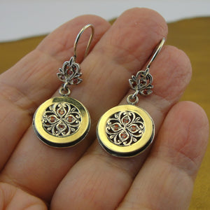 Hadar Designers red zircon earrings 9k yellow gold sterling silver handmade(MS)