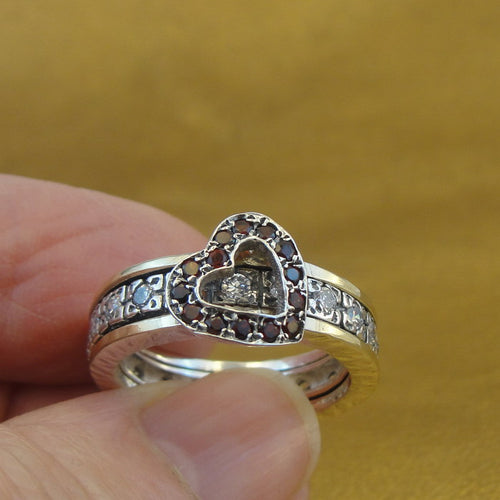 Hadar Designers Heart 9k Yellow Gold Sterling Silver Zircon Ring size 6.5() SALE