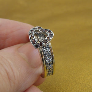 Hadar Designers Heart 9k Yellow Gold Sterling Silver Zircon Ring size 6.5() SALE